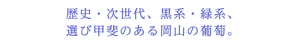 歴史ある葡萄と次世代葡萄、黒系葡萄と緑系葡萄、選び甲斐のある岡山の葡萄。