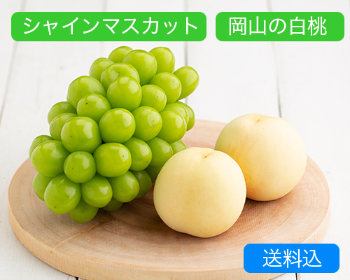 岡山の白桃（約230ｇ）×4玉、シャインマスカット「晴王」（1房（約600ｇ））【2025年】【50セット限定】